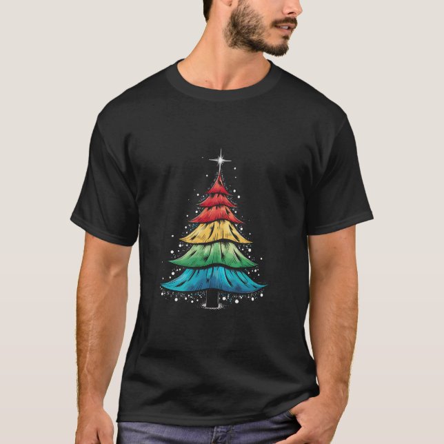 Camiseta Presentes de Árvore de Natal do Orgulho LGBTQ Gay (Frente)