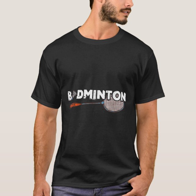 Camiseta Presentes de Badminton Com Raquete de Badminton Fo (Frente)