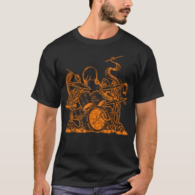 Camiseta Presentes de Bateria Polvo de Percussão Tocando Ta (Frente)