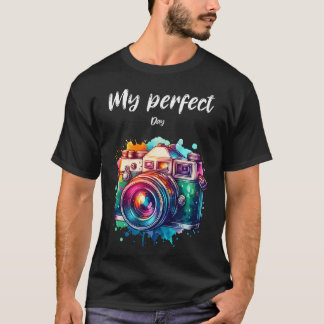 Camiseta Presentes de Câmera em Aquarela para Fotógrafos no