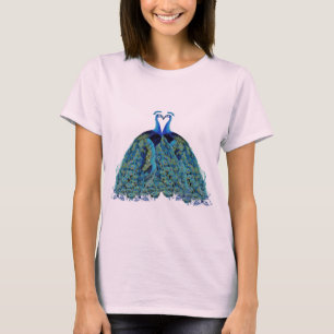 Camiseta Presentes de Casamento Pavões Antigos Beijando