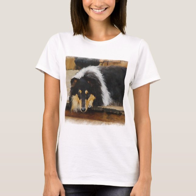 Camiseta Presentes De Collie Rough De Três Cores (Frente)