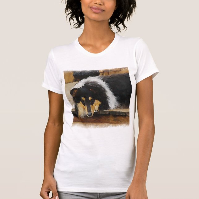 Camiseta Presentes De Collie Rough De Três Cores (Frente)