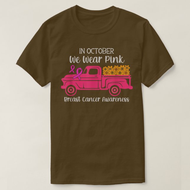 Camiseta Presentes De Consciência Do Cancer Da Mama Em Outu (Frente do Design)