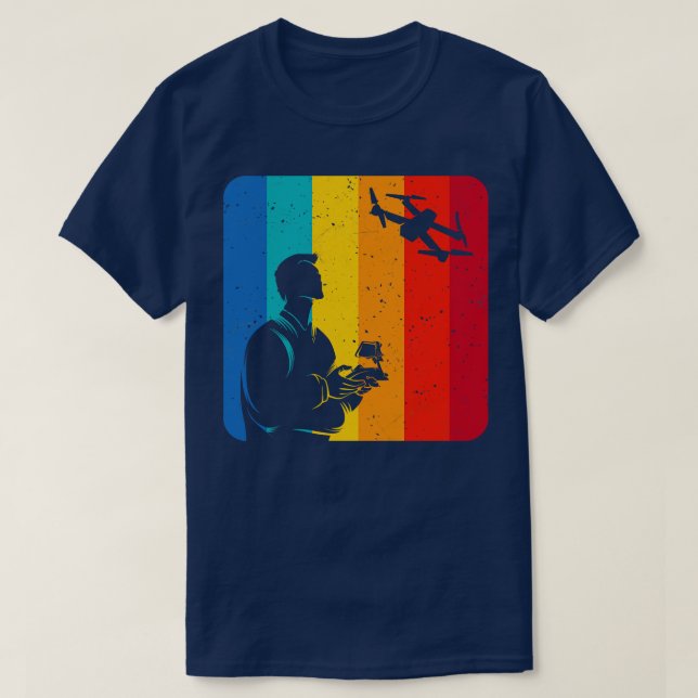 Camiseta Presentes De Drone Pilot Vintage Retro Drone (Frente do Design)