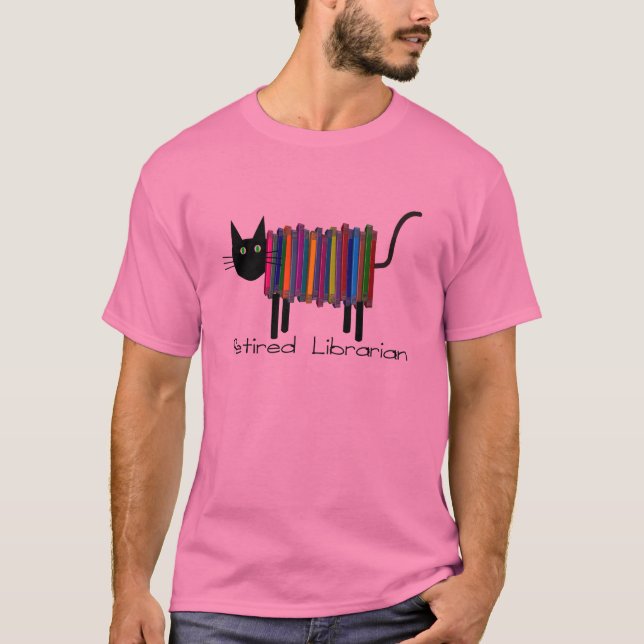 Camiseta Presentes de Gato do Livro Bibliotecário Aposentad (Frente)