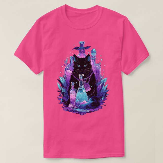 Camiseta Presentes de Gato Goth Kawaii para Meninas Mulhere (Frente do Design)
