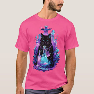 Camiseta Presentes de Gato Goth Kawaii para Meninas Mulhere