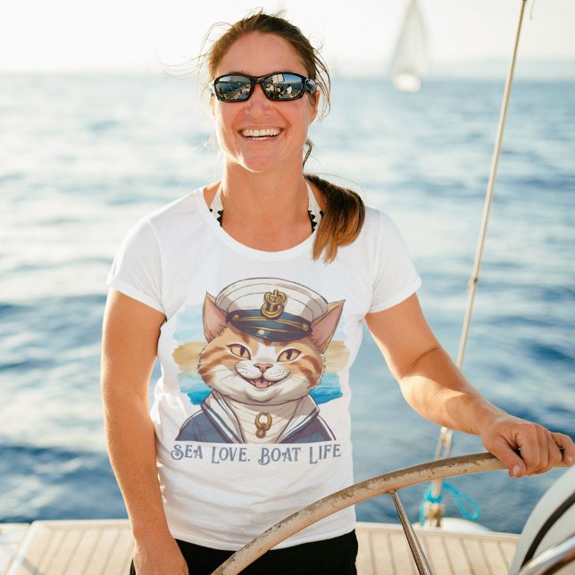 Camiseta Presentes de Gato Náutico para Armadores de Barcos (Nautical Cat Gifts for Boat Owners Sailors Boater)
