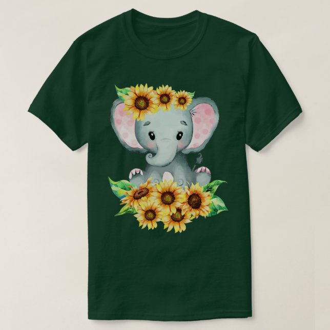 Camiseta Presentes de girassol elefante para meninos (Frente do Design)