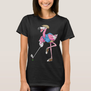 Camiseta Presentes de Golfe Flamingo Rosa para Mulheres Clu
