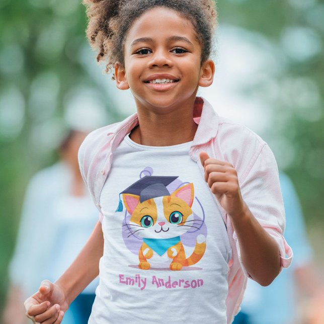 Camiseta Presentes de Graduação de Gatos Bonitos para Jardi (Cute Cat Graduation Gifts for Kindergarteners)