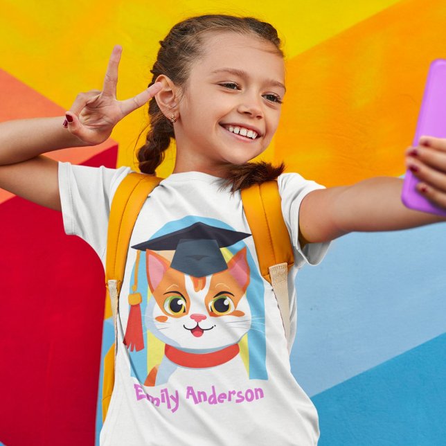 Camiseta Presentes de Graduação de Gatos Bonitos para Jardi (Cute Cat Graduation Gifts for Kindergarteners)
