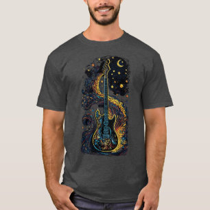 Camiseta Presentes de Guitarra Estrelada Guitarrista Concer