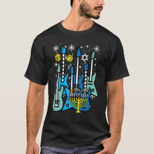 Camiseta Presentes de Hanukkah Guitarras Chanukah Rock Juda