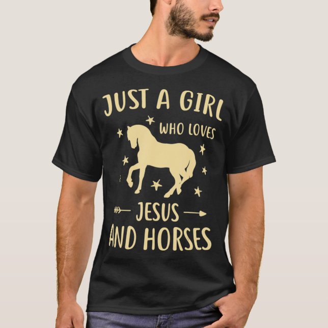 Camiseta Presentes De Jesus E Cavalos Para Meninas (Frente)