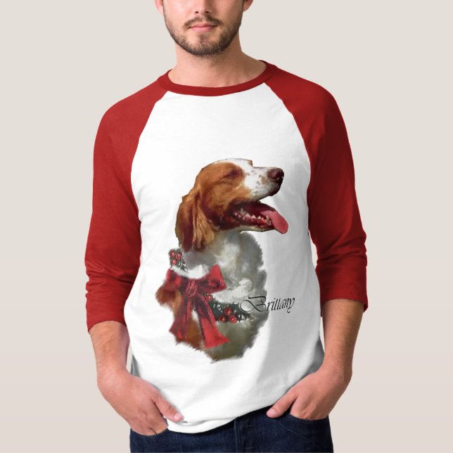 Camiseta Presentes de Natal Brittany Spaniel (Frente)