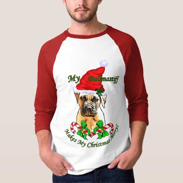 Camiseta Presentes de Natal Bullmastiff (Frente)