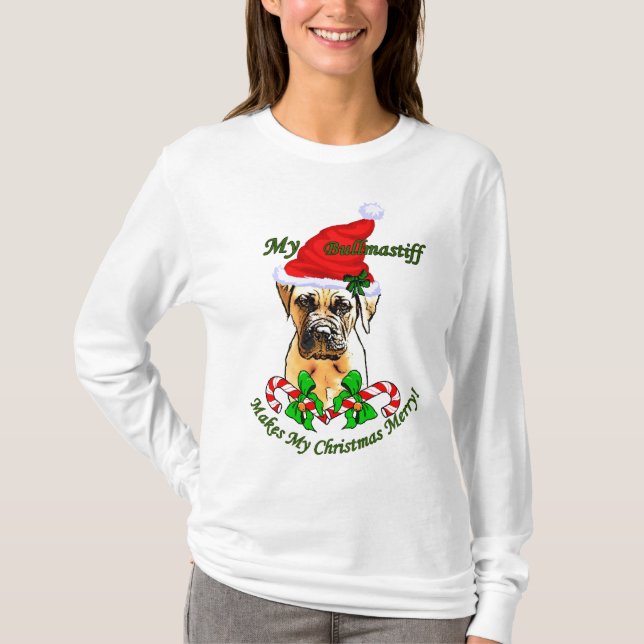 Camiseta Presentes de Natal Bullmastiff (Frente)