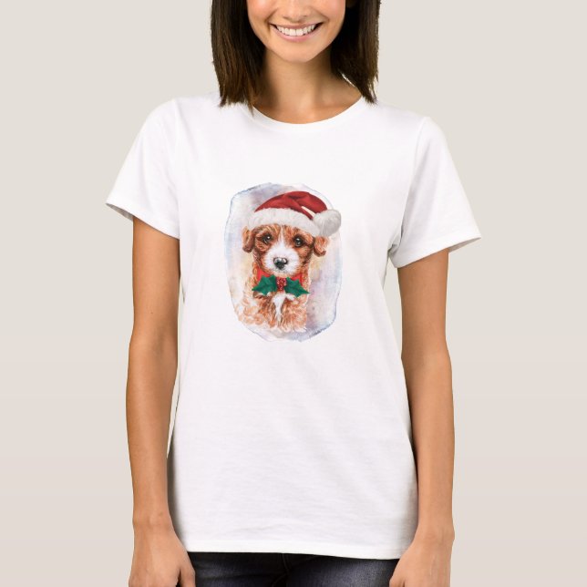 Camiseta Presentes de Natal Cavoodle Para Amantes de Cães (Frente)