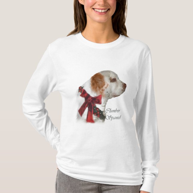 Camiseta Presentes de Natal Clumber Spaniel (Frente)