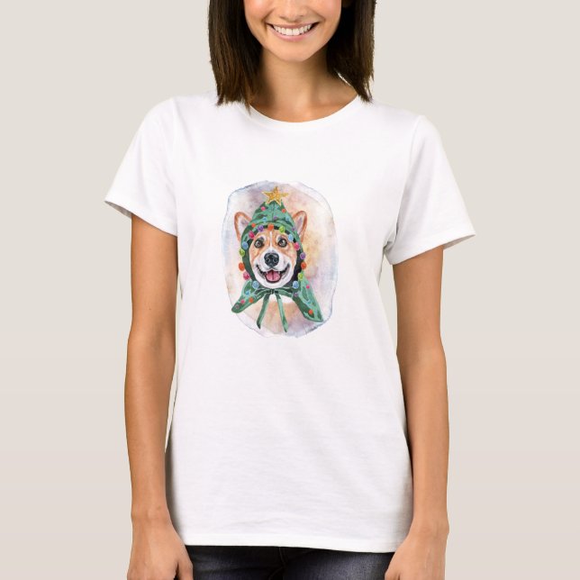 Camiseta Presentes De Natal Corgi Para Amantes De Cães (Frente)