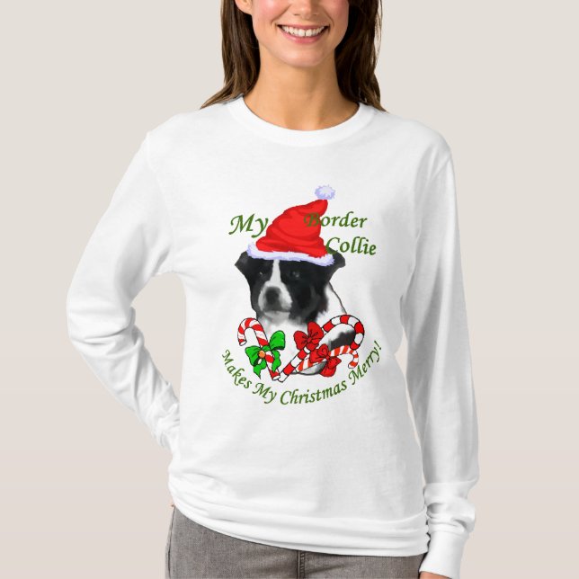 Camiseta Presentes de Natal da Border Collie (Frente)