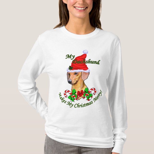 Camiseta Presentes de Natal Dachshund (Frente)