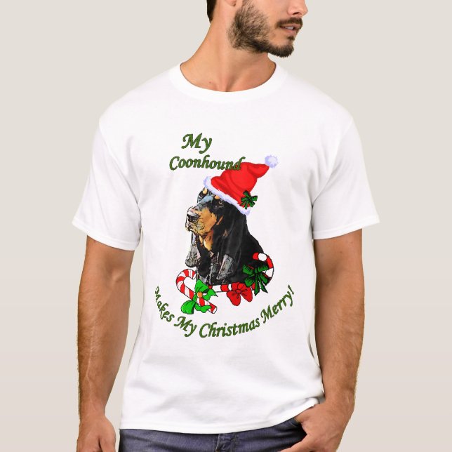 Camiseta Presentes de Natal de Black and Tan Coonhound (Frente)