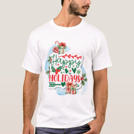 Camiseta Presentes de Natal de Férias Felizes