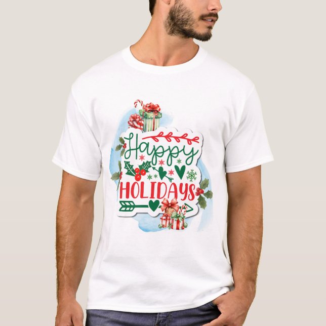 Camiseta Presentes de Natal de Férias Felizes (Frente)