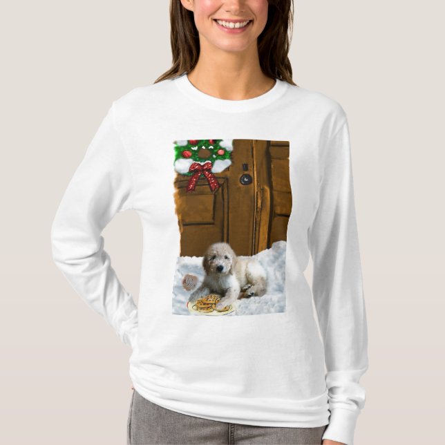 Camiseta Presentes de Natal de Goldendoodle (Frente)