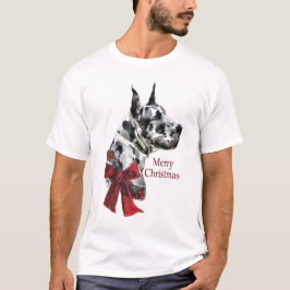 Camiseta Presentes de Natal de Harlequin Great Dane
