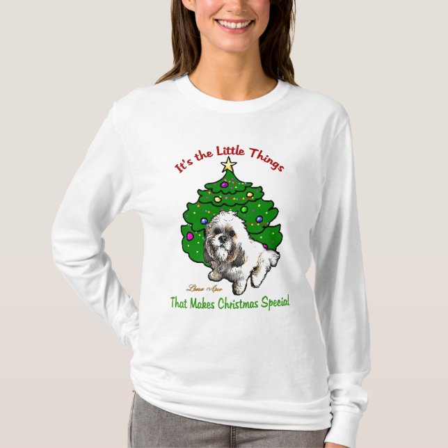 Camiseta Presentes de Natal de Lhasa Apso (Frente)
