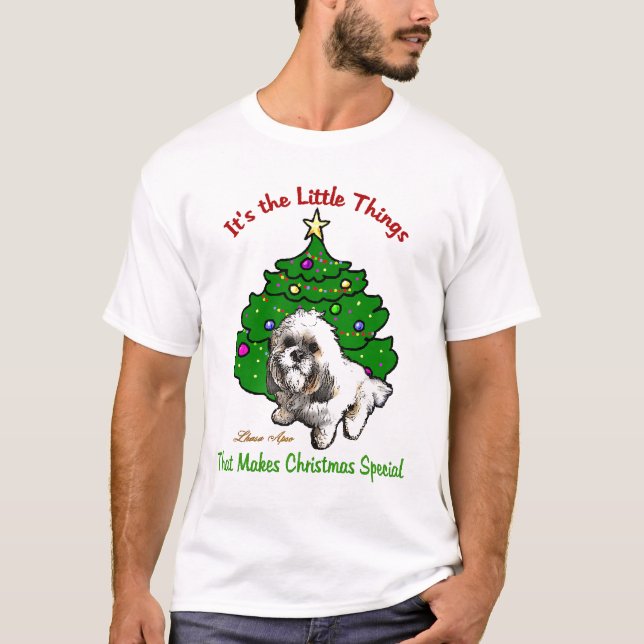 Camiseta Presentes de Natal de Lhasa Apso (Frente)