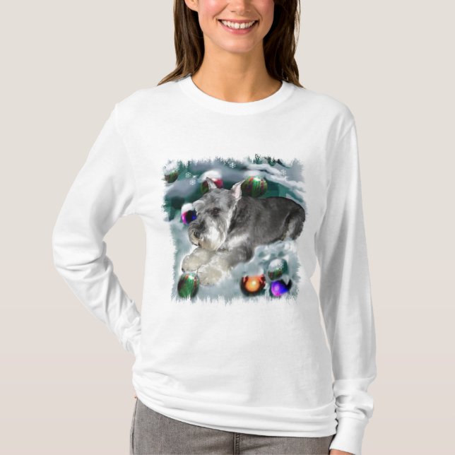 Camiseta Presentes de Natal de Miniatura Schnauzer (Frente)