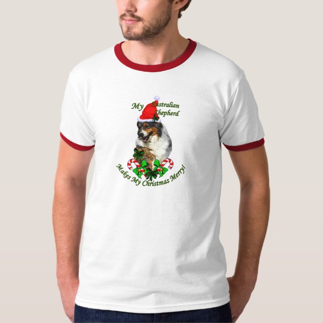 Camiseta Presentes de Natal de Pastor Australianos (Frente)