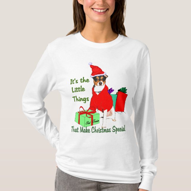 Camiseta Presentes de Natal de Rat Terrier (Frente)