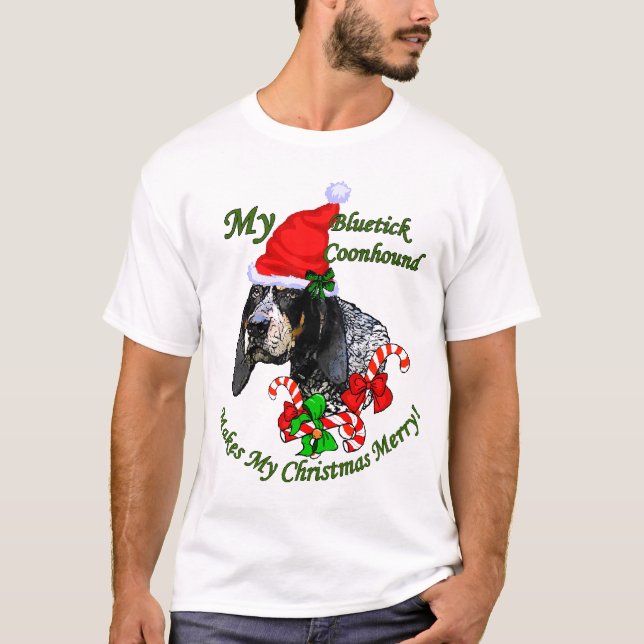 Camiseta Presentes de Natal do Bluetick Coonhound (Frente)