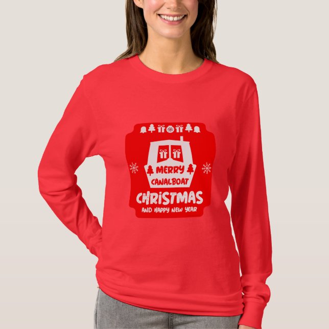 Camiseta Presentes de Natal do Canal Narrowboat (Frente)