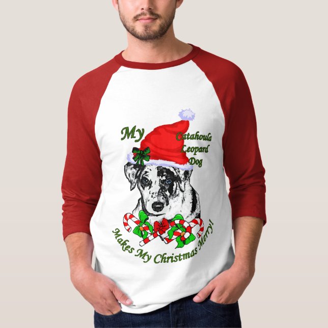 Camiseta Presentes de Natal do Cão-Leopardo Catahoula (Frente)