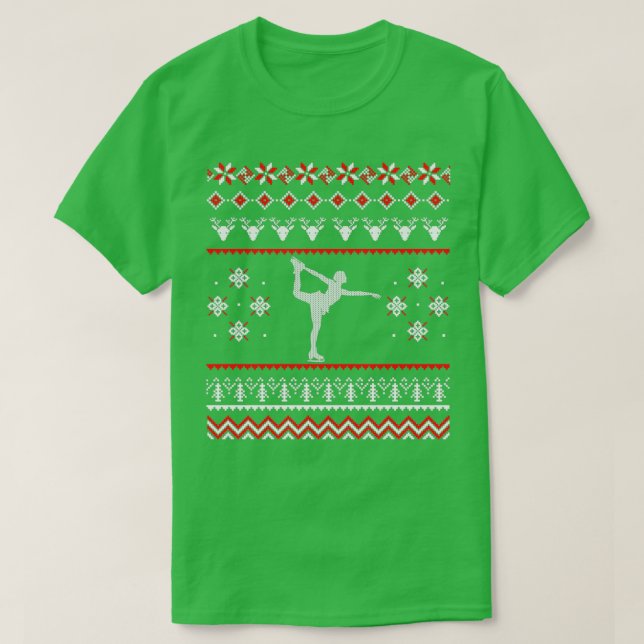 Camiseta Presentes de Natal do Pano de Pé Figura Patinação  (Frente do Design)