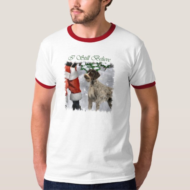 Camiseta Presentes de Natal do Ponteiro Alemão Wirehaired (Frente)