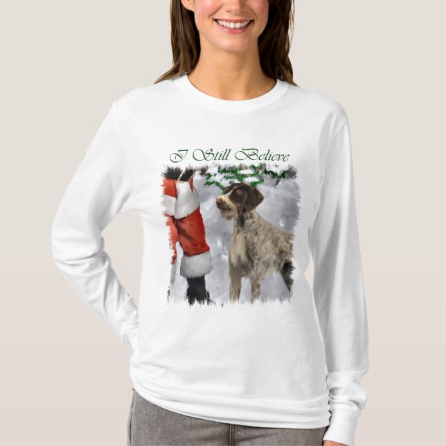 Camiseta Presentes de Natal do Ponteiro Alemão Wirehaired (Frente)