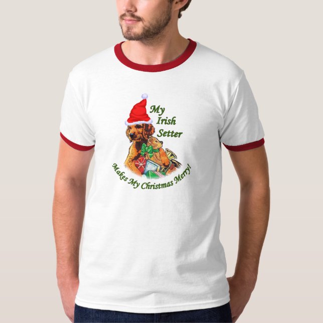 Camiseta Presentes de Natal do Setter Irlandês (Frente)