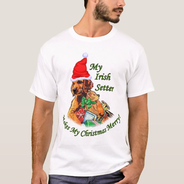Camiseta Presentes de Natal do Setter Irlandês (Frente)