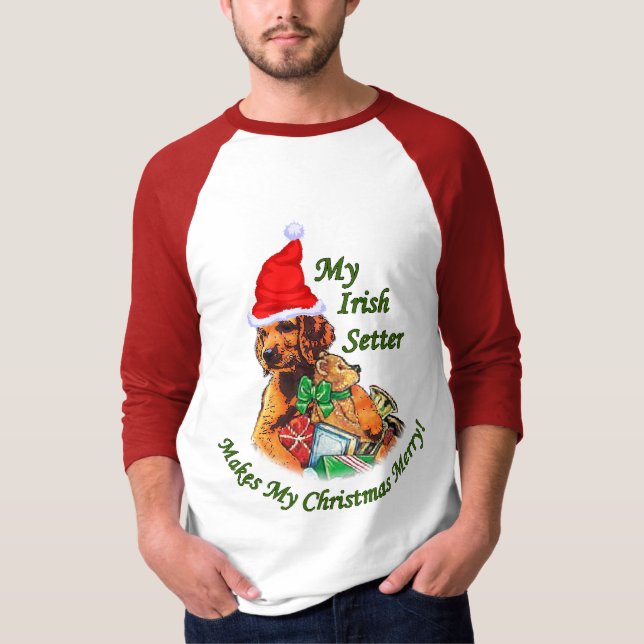 Camiseta Presentes de Natal do Setter Irlandês (Frente)