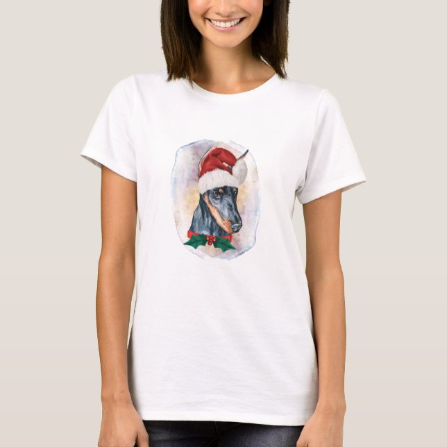 Camiseta Presentes de Natal Doberman Para Amantes de Cães (Frente)