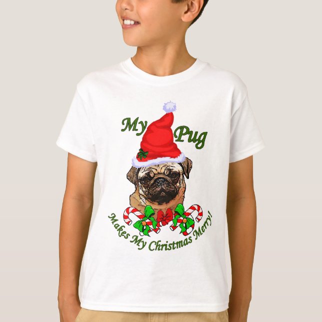 Camiseta Presentes de Natal dos Pug Amantes (Frente)