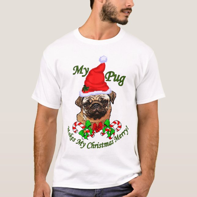 Camiseta Presentes de Natal dos Pug Amantes (Frente)